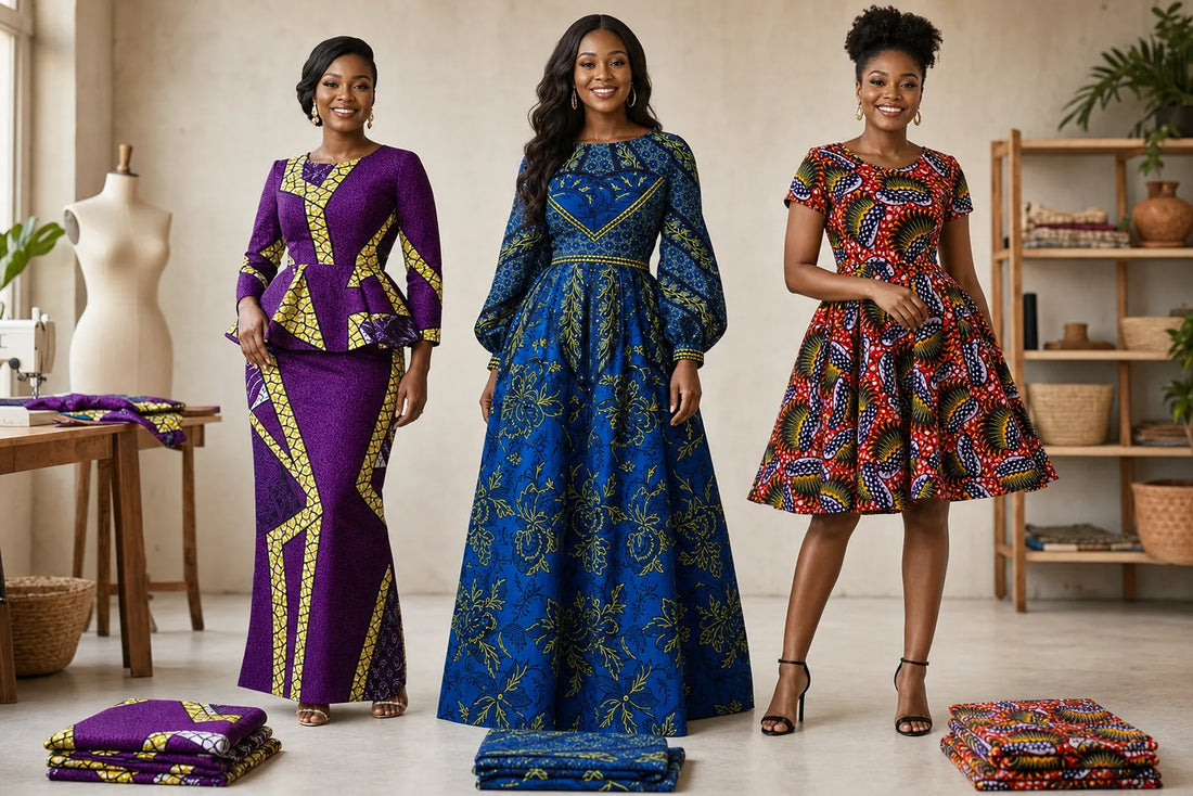 Holland wax print fabric outfit ideas made from a 6-yard bundle