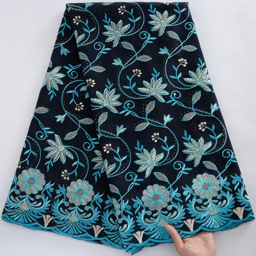 [codex-media-19] Swiss Voile Lace Fabric with Rhinestones | 5 Yards/pc African Cotton Lace Fabric image 20