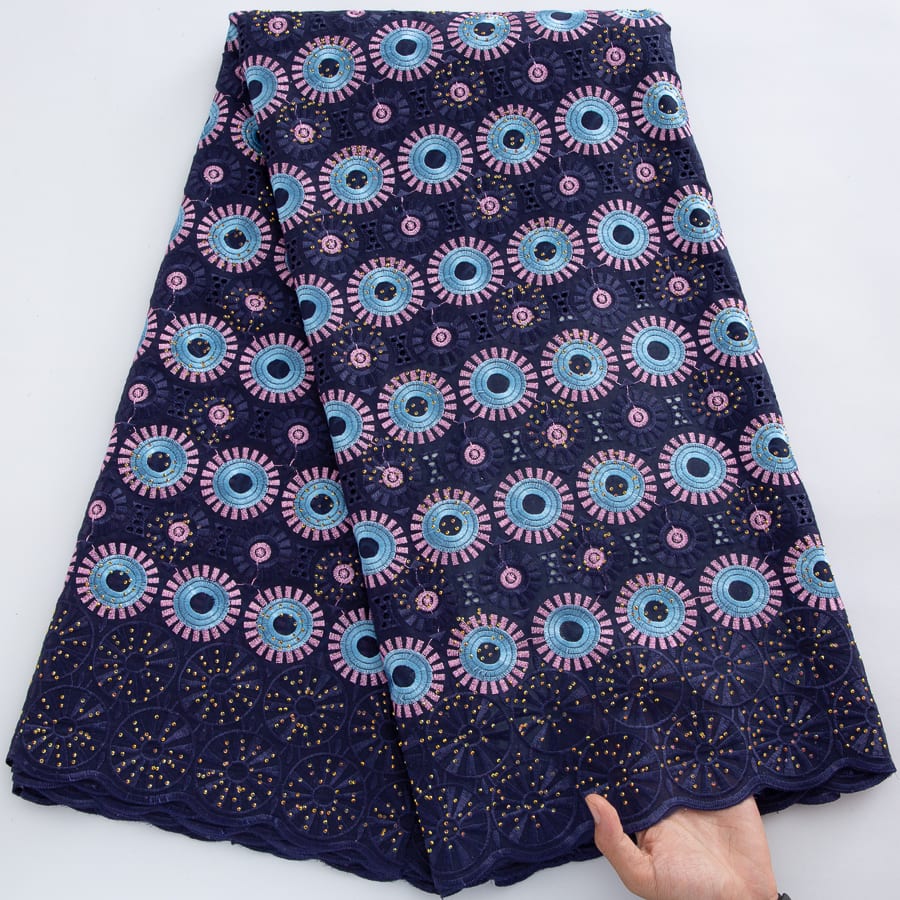 [codex-media-2] Swiss Voile Lace Fabric with Rhinestones | 5 Yards/pc African Cotton Lace Fabric image 3