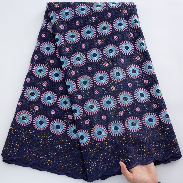 [codex-media-2] Swiss Voile Lace Fabric with Rhinestones | 5 Yards/pc African Cotton Lace Fabric image 3
