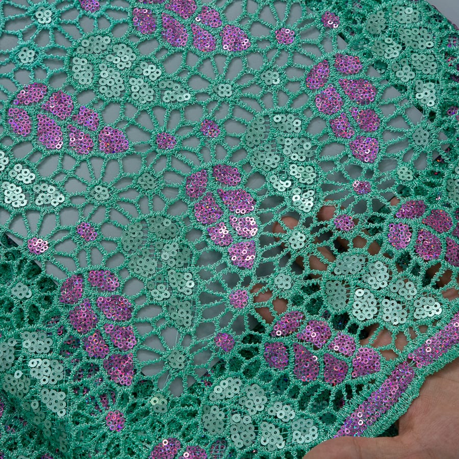 [codex-media-6] Afarican Guipure Cord Lace Fabric with Sequins, Nigerian Water Soluble Lace Fabric for Sewing Party Dresses image 7