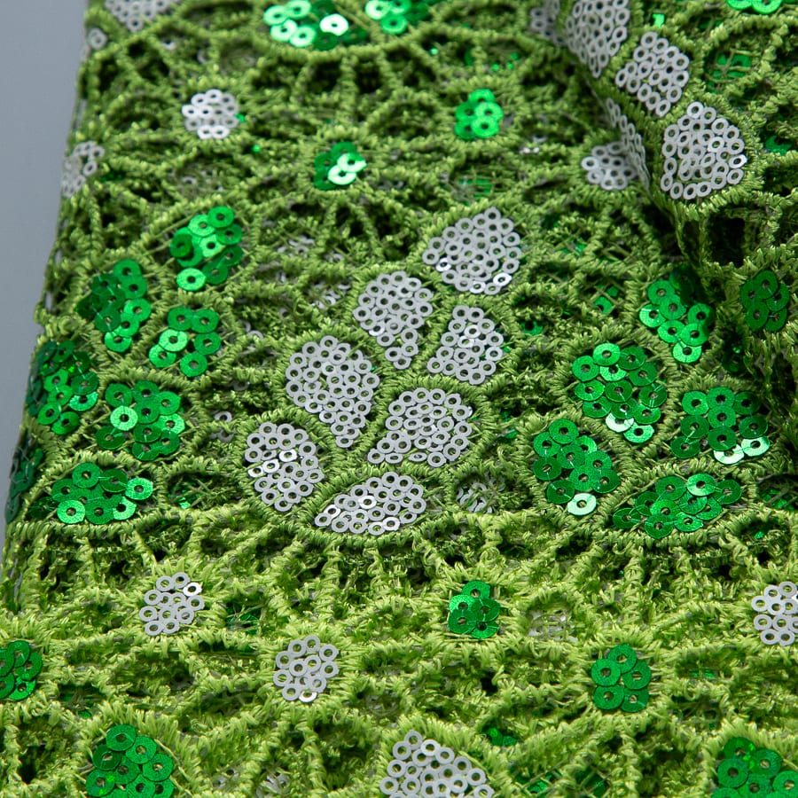 [codex-media-12] Afarican Guipure Cord Lace Fabric with Sequins, Nigerian Water Soluble Lace Fabric for Sewing Party Dresses image 13