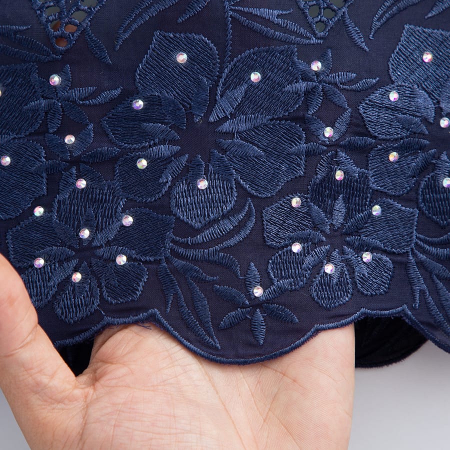 [codex-media-2] Swiss Voile Lace Fabric with Rhinestones | 5 Yards/pc African Cotton Lace Fabric image 3