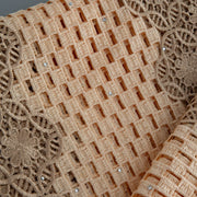 [codex-media-0] Golden Guipure Cord Lace Fabric with Rhinestones | 5 Yards/pc Nigerian Water Soluble Lace Fabric image 1