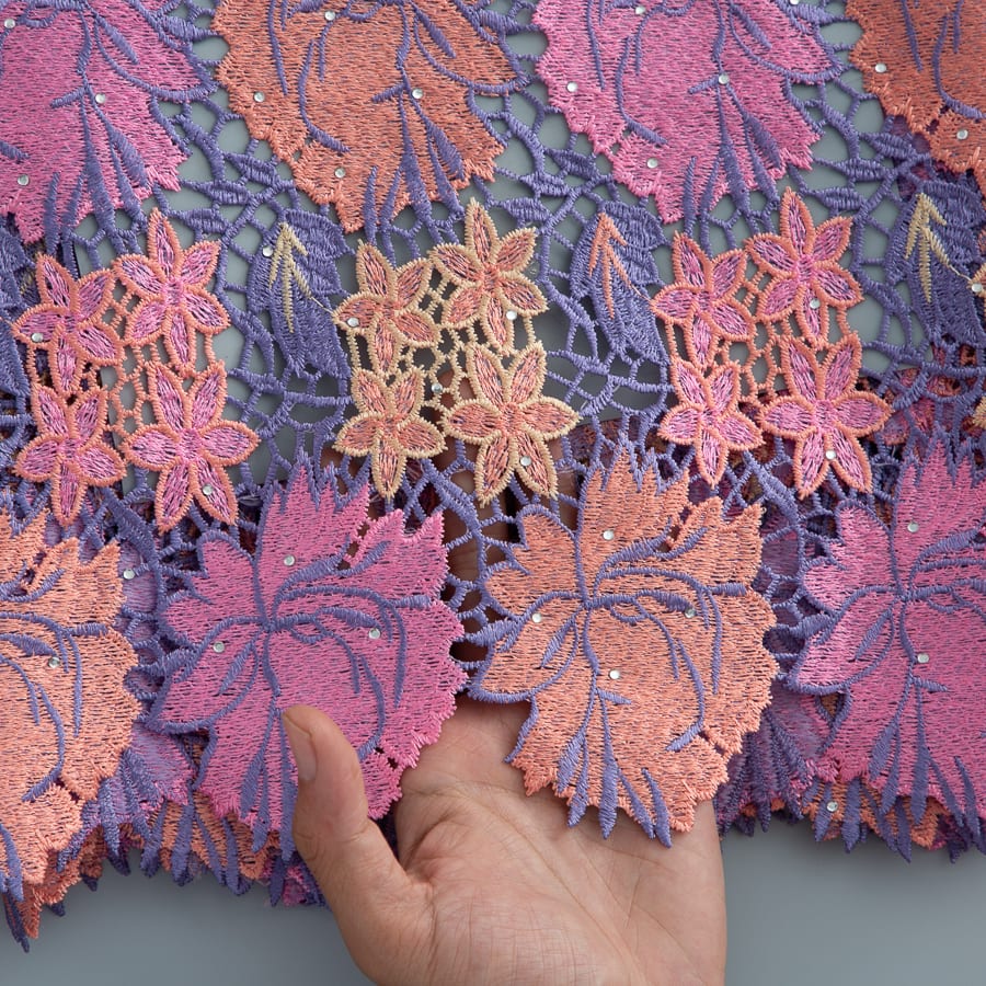 [codex-media-10] Guipure Cord Lace Fabric with Rhinestones | 5 Yards/pc Nigerian Water Soluble Lace Fabric image 11