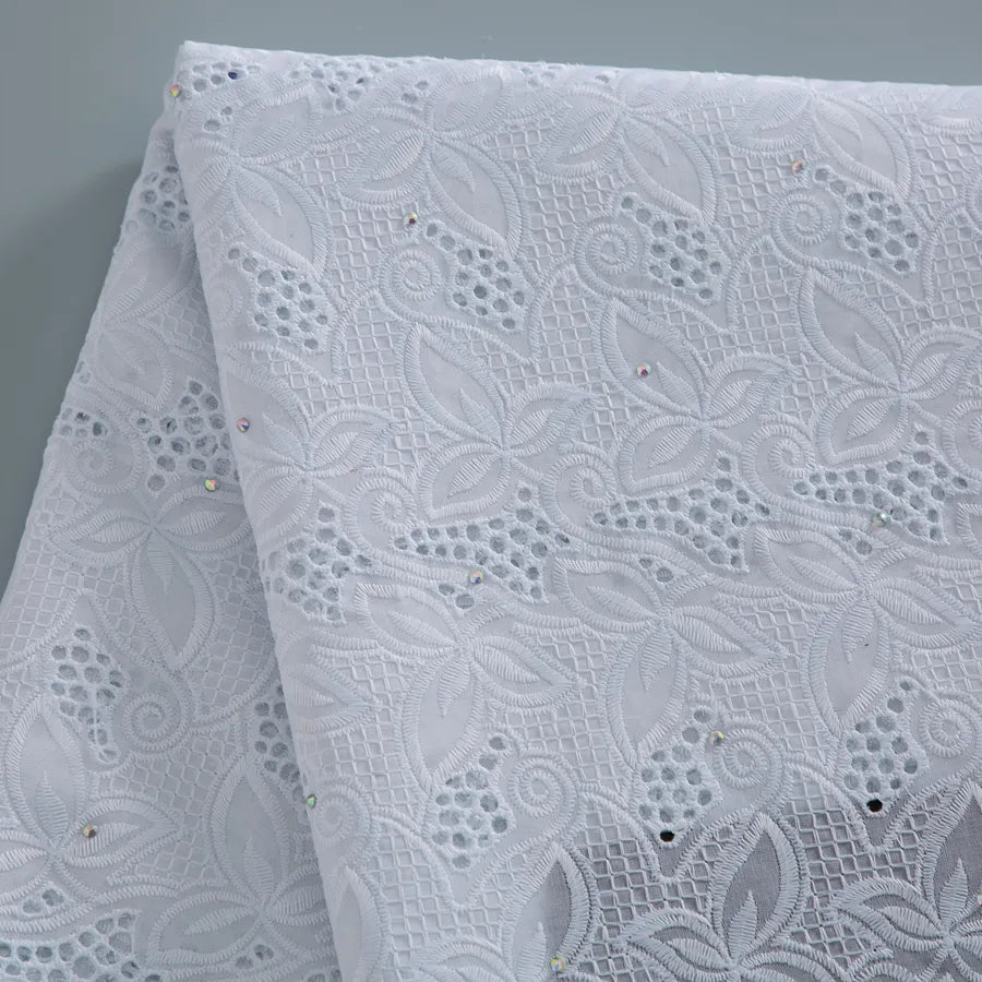 [codex-media-17] White Swiss Voile Lace Fabric Rhinestones 5 Yards | 4934 image 18