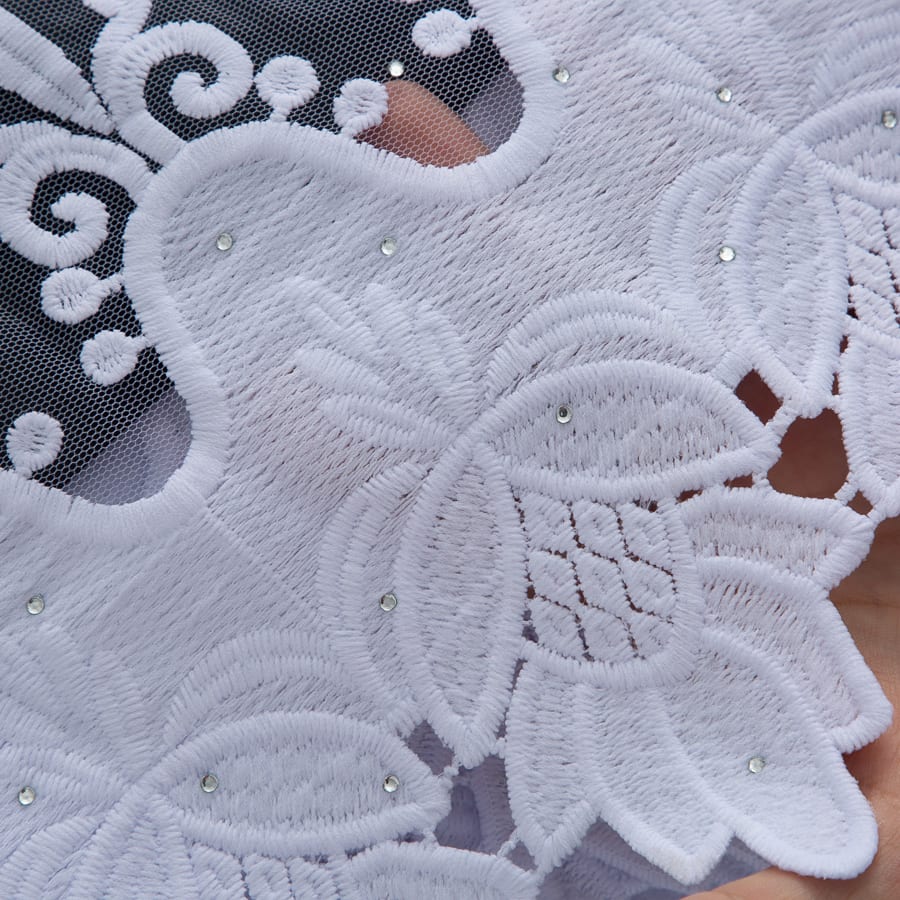 [codex-media-3] White African Mesh Lace Fabric, French Net Lace Fabric with Sequins for  Sewing Wedding/Party/Prom Dresses image 4