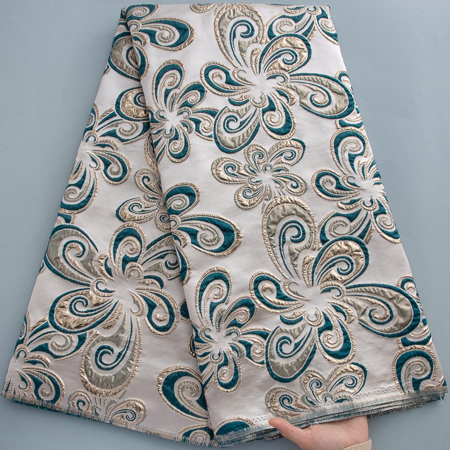 [codex-media-13] African Brocade Lace Fabric | 5 Yards/pc French Jacquard Lace Fabric image 14