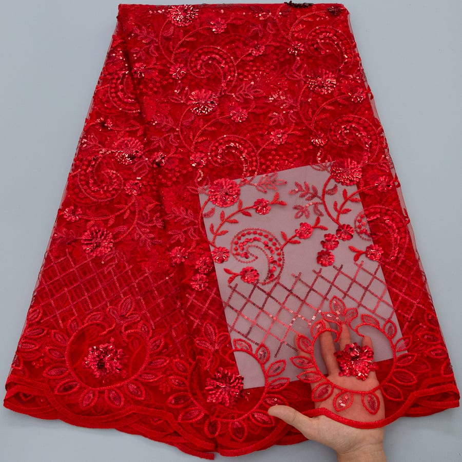 [codex-media-10] African Mesh Lace Fabric, French Net Lace Fabric with Sequins for Sewing Wedding/Party/Prom Dresses image 11