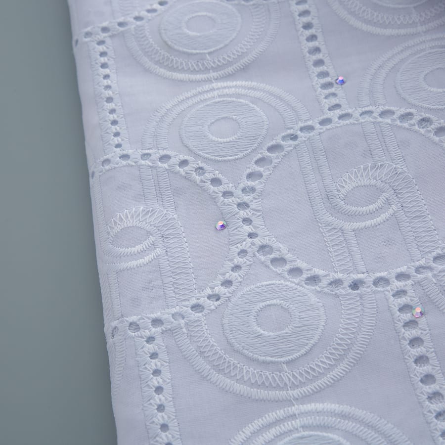 [codex-media-12] White Swiss Voile Lace Fabric with Rhinestones, African Cotton Lace Fabric for Sewing Wedding Party Dresses image 13