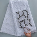 [codex-media-0] Guipure Cord Lace Fabric with Rhinestones | 5 Yards/pc Nigerian Water Soluble Lace Fabric image 1