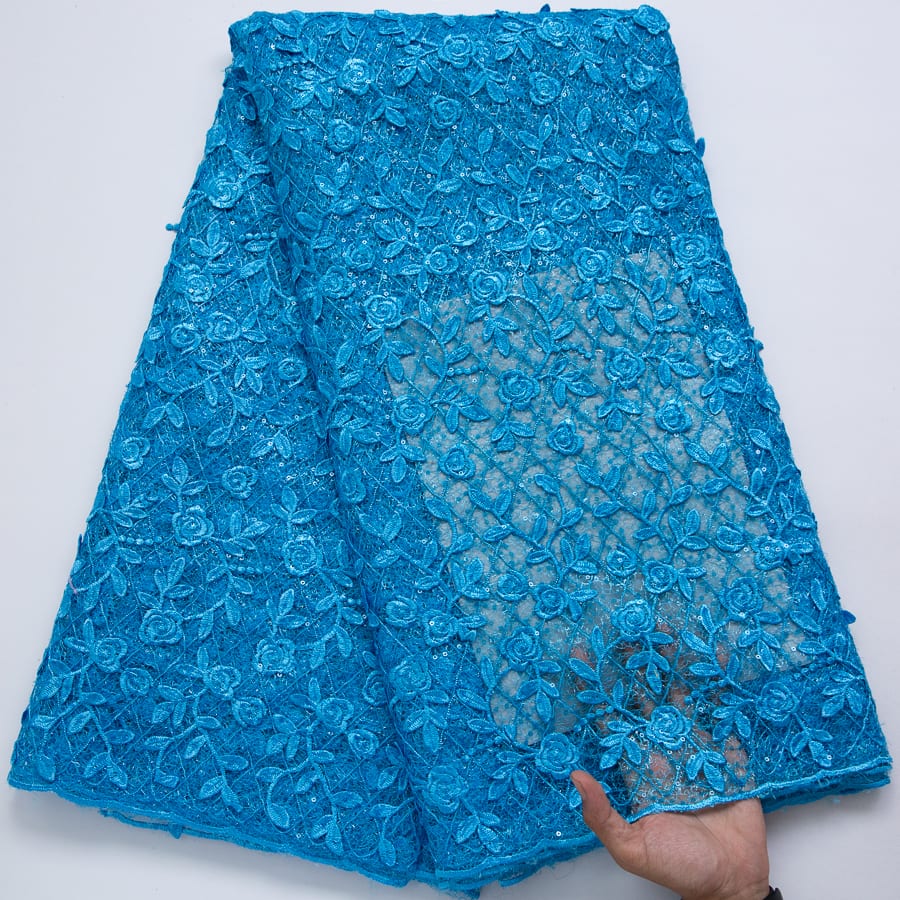 [codex-media-4] French Mesh Lace Fabric with Sequins | 5 Yards/pc African Net Lace Fabric image 5