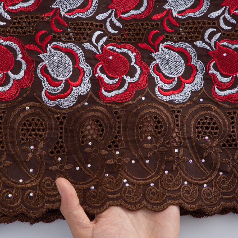 [codex-media-3] Swiss Voile Lace Fabric with Rhinestones | 5 Yards/pc African Cotton Lace Fabric image 4