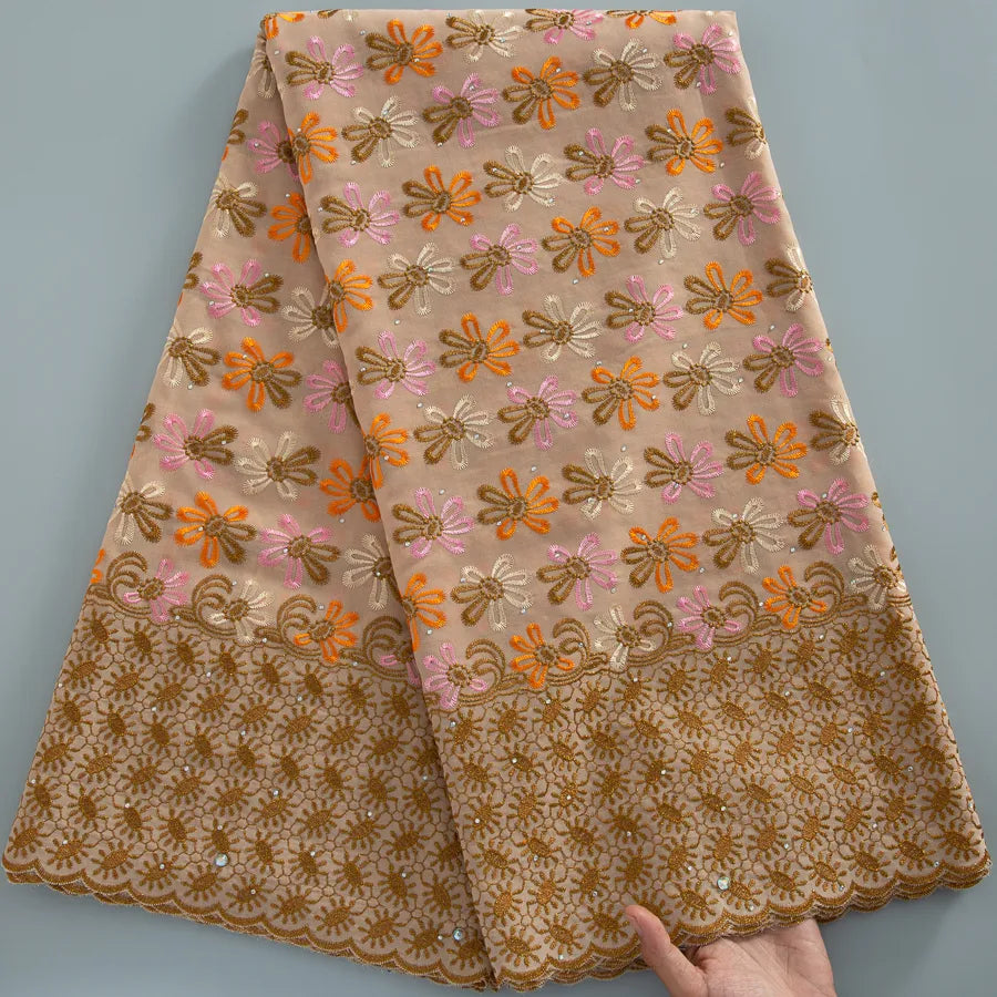 [codex-media-4] Swiss Voile Lace Fabric with Rhinestones | 5 Yards/pc African Cotton Lace Fabric image 5