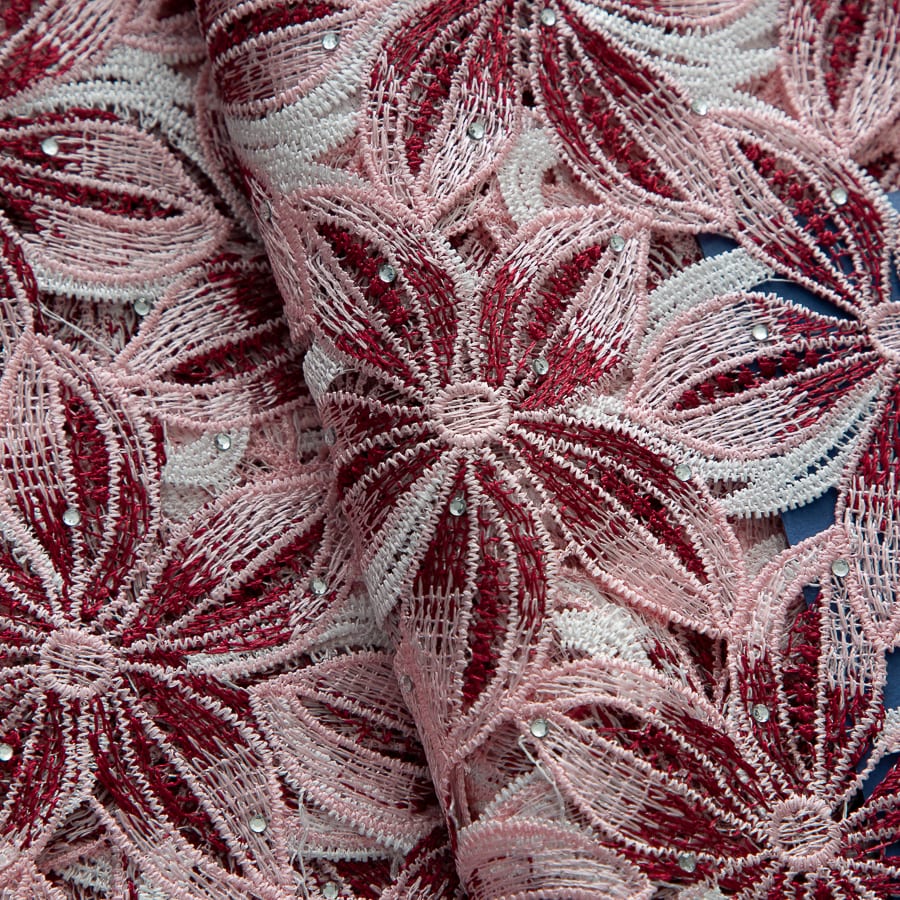 [codex-media-5] African Guipure Cord Lace Fabric with Rhinestones image 6