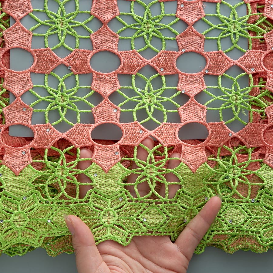 African Guipure Cord Lace Fabric with Rhinestones image 8