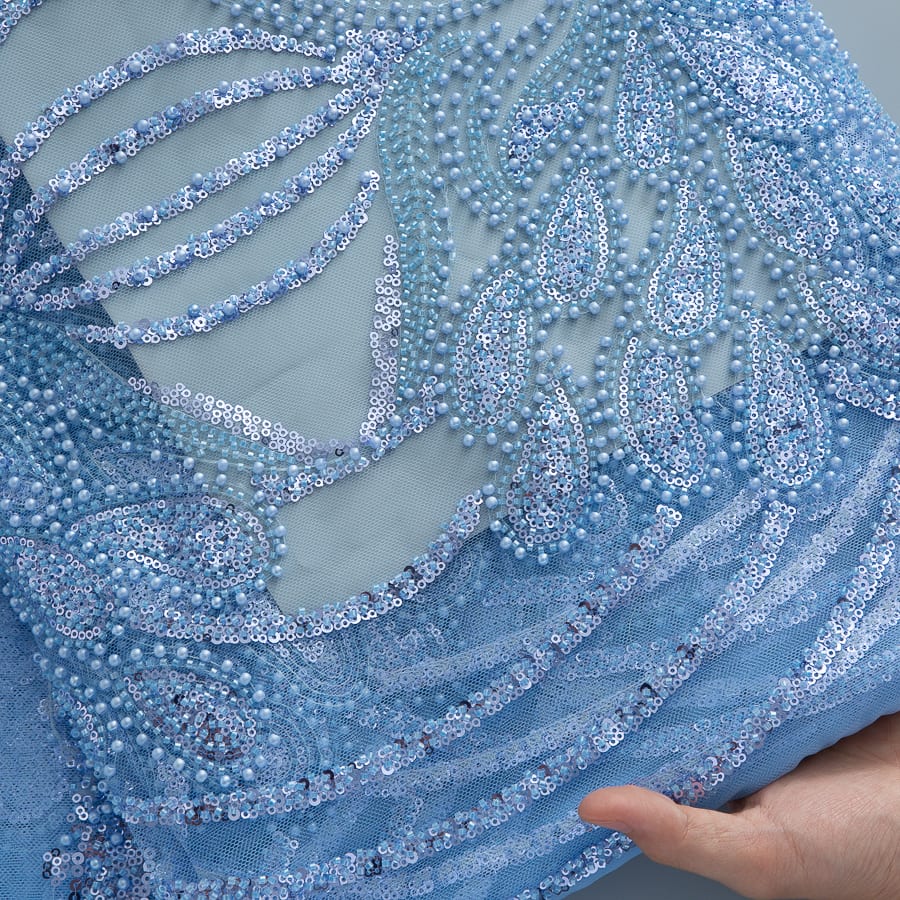 [codex-media-17] French Mesh Lace Fabric with Beads and Sequins, African Lace Fabric for Sewing Wedding Party Dresses image 18