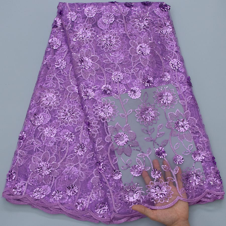 [codex-media-16] French Mesh Lace Fabric, African Net Lace Fabric with Sequins for Sewing Wedding/Party/Prom Dresses image 17