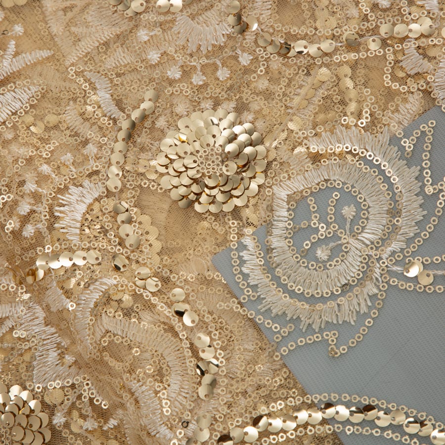 [codex-media-3] African Mesh Lace Fabric, French Net Lace Fabric with Sequins for Sewing Wedding/Party/Prom Dresses image 4