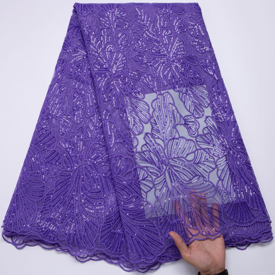 [codex-media-7] African Mesh Lace Fabric, French Net Lace Fabric with Sequins for Sewing Wedding/Party/Prom Dresses image 8