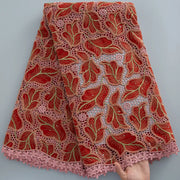 [codex-media-3] Guipure Cord Lace Fabric with Rhinestones | 5 Yards/pc Nigerian Water Soluble Lace Fabric image 4