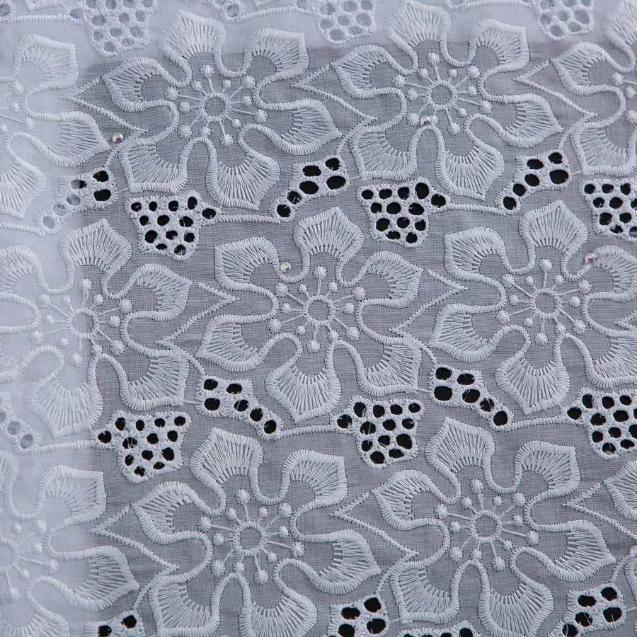 [codex-media-3] White Swiss Voile Lace Fabric Rhinestones 5 Yards | 4934 image 4