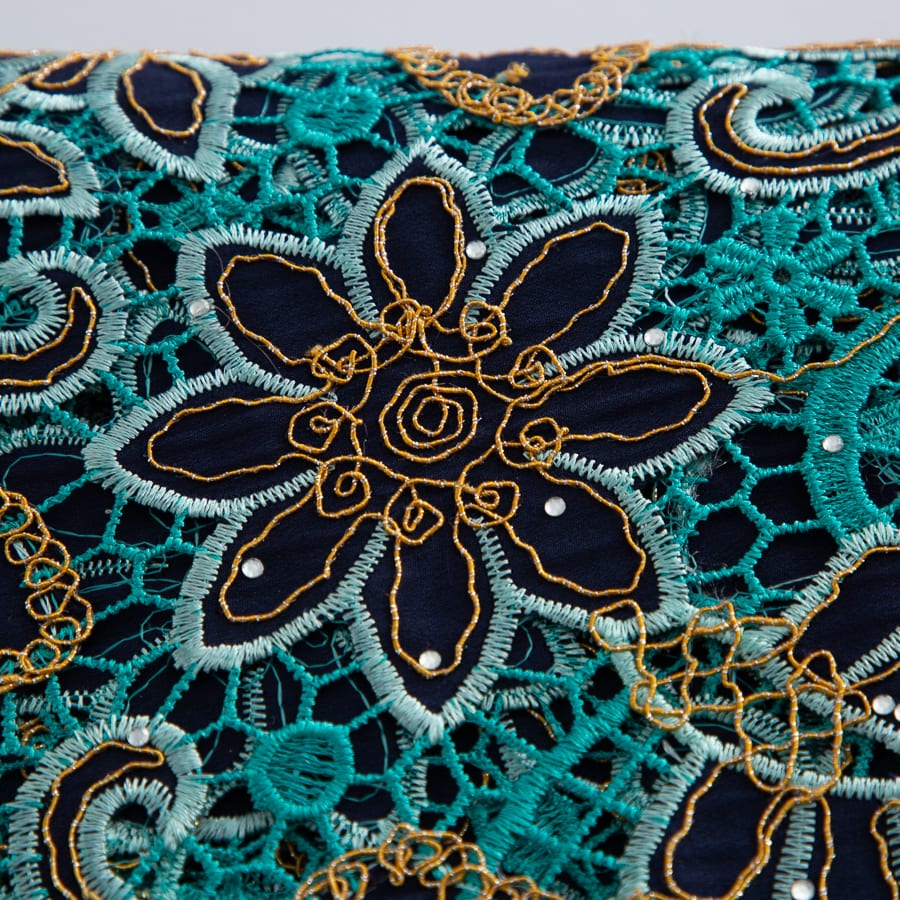 [codex-media-3] Guipure Cord Lace Fabric with Rhinestones | 5 Yards/pc Nigerian Water Soluble Lace Fabric image 4