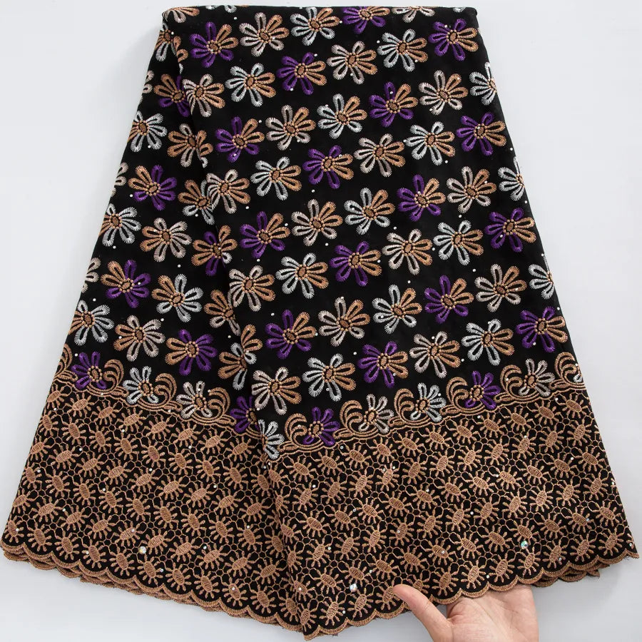 [codex-media-14] Swiss Voile Lace Fabric with Rhinestones | 5 Yards/pc African Cotton Lace Fabric image 15