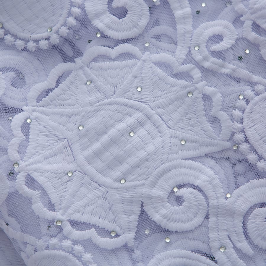 [codex-media-7] White African Mesh Lace Fabric, French Net Lace Fabric with Sequins for  Sewing Wedding/Party/Prom Dresses image 8