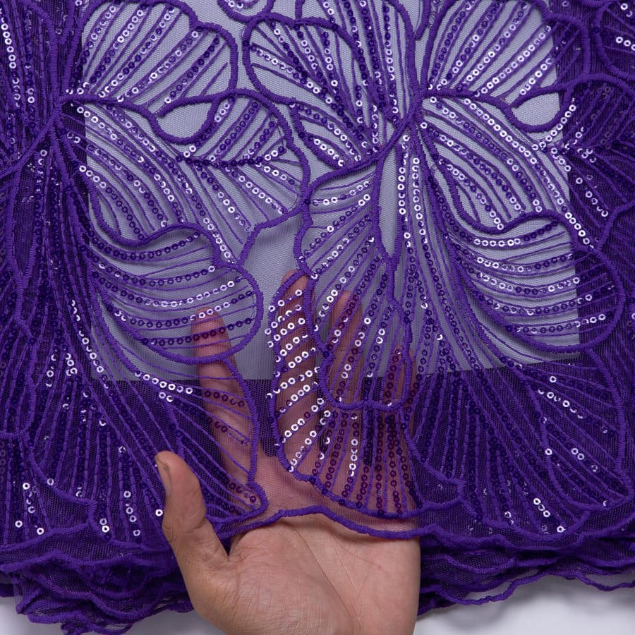 [codex-media-4] African Mesh Lace Fabric, French Net Lace Fabric with Sequins for Sewing Wedding/Party/Prom Dresses image 5