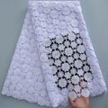 [codex-media-9] Afarican Guipure Cord Lace Fabric with Rhinestones, Nigerian Water Soluble Lace Fabric for Sewing Party Dresses image 10