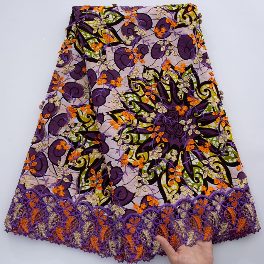 [codex-media-11] African Wax Lace Fabric, Nigerian Embroidery Lace Fabric for Sewing  Women Wedding/Party/Prom Dresses image 12