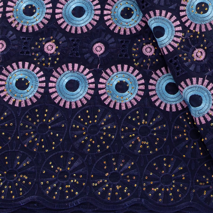 [codex-media-1] Swiss Voile Lace Fabric with Rhinestones | 5 Yards/pc African Cotton Lace Fabric image 2