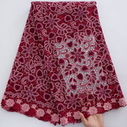 [codex-media-6] Guipure Cord Lace Fabric with Rhinestones | 5 Yards/pc Nigerian Water Soluble Lace Fabric image 7