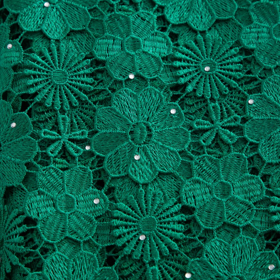 [codex-media-6] Afarican Guipure Cord Lace Fabric with Rhinestones, Nigerian Water Soluble Lace Fabric for Sewing Party Dresses image 7