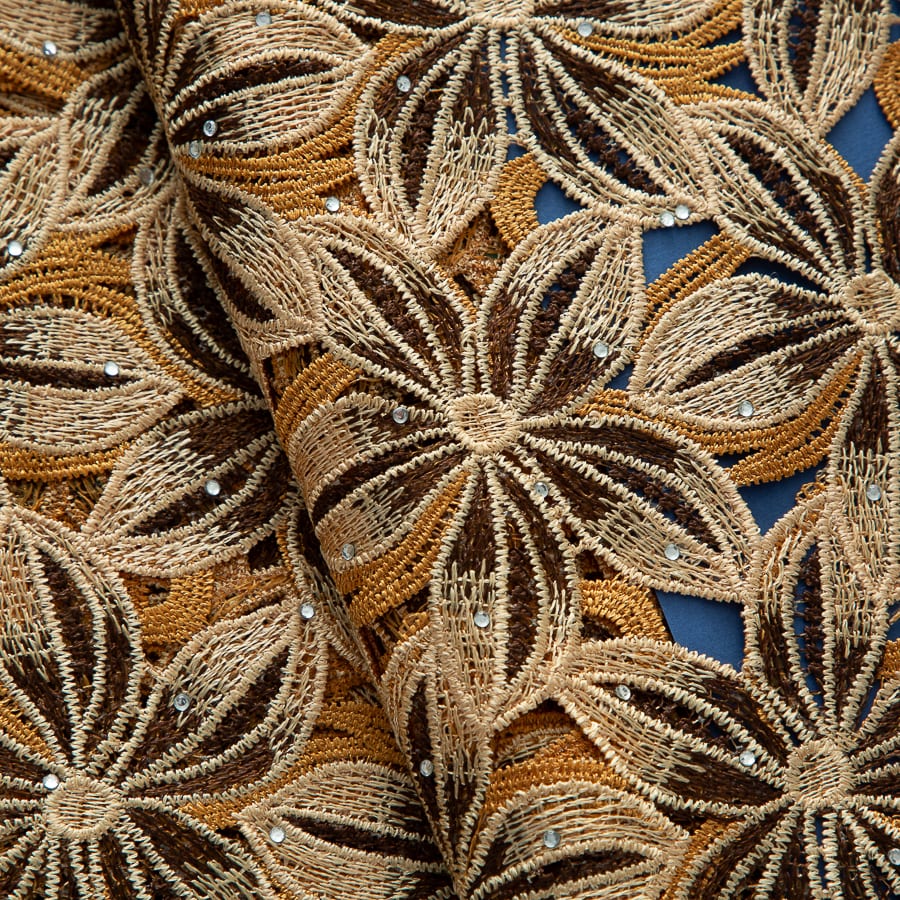 [codex-media-3] African Guipure Cord Lace Fabric with Rhinestones image 4