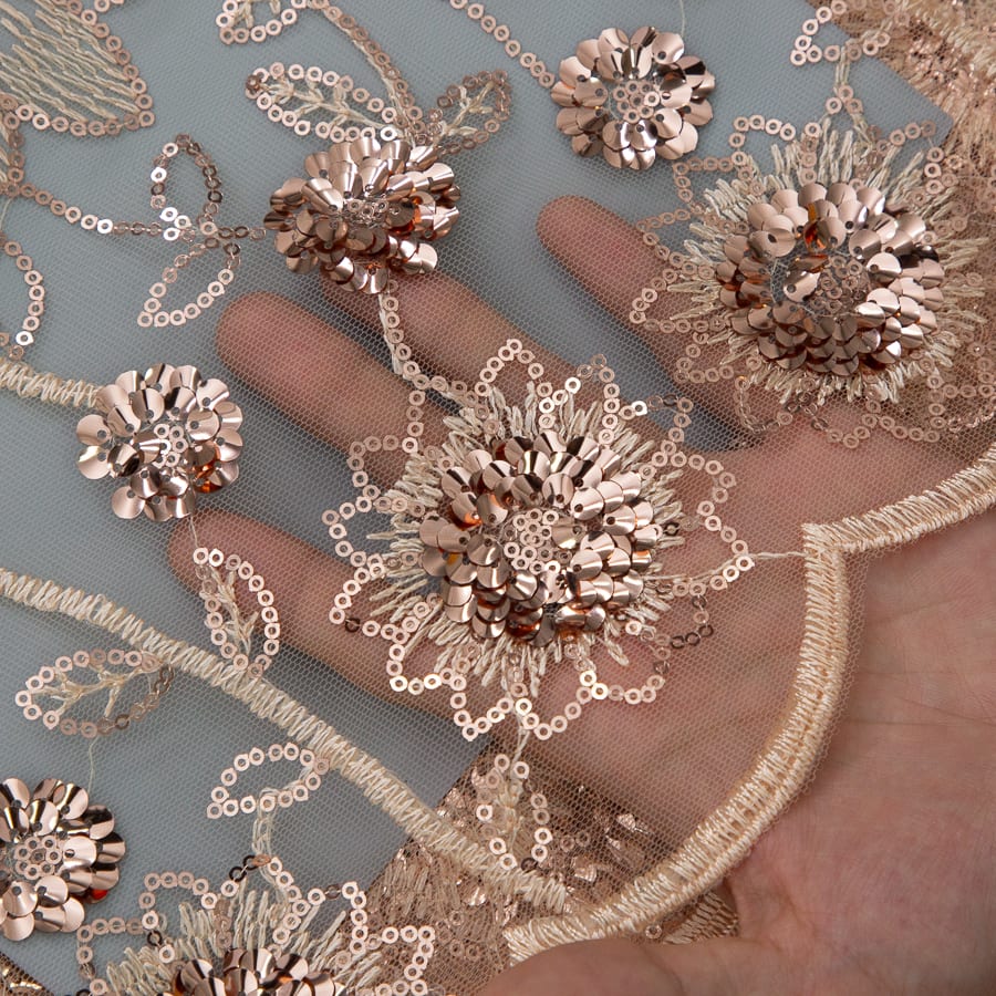 [codex-media-7] French Mesh Lace Fabric, African Net Lace Fabric with Sequins for Sewing Wedding/Party/Prom Dresses image 8