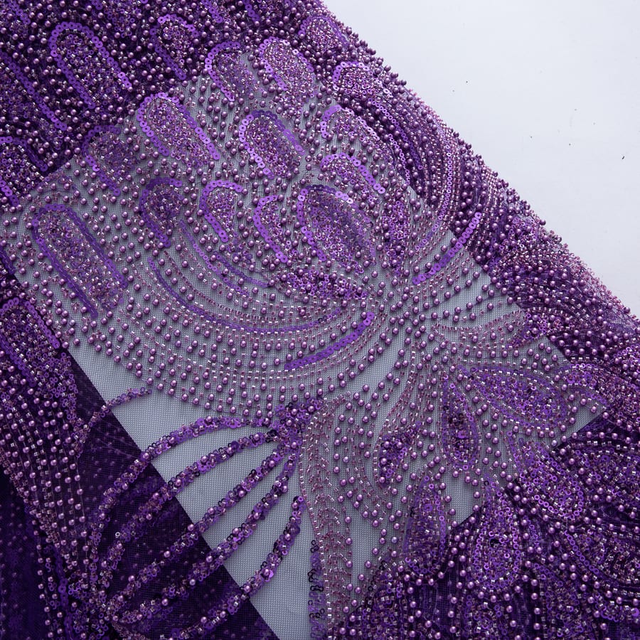 [codex-media-7] French Mesh Lace Fabric with Beads and Sequins, African Lace Fabric for Sewing Wedding Party Dresses image 8