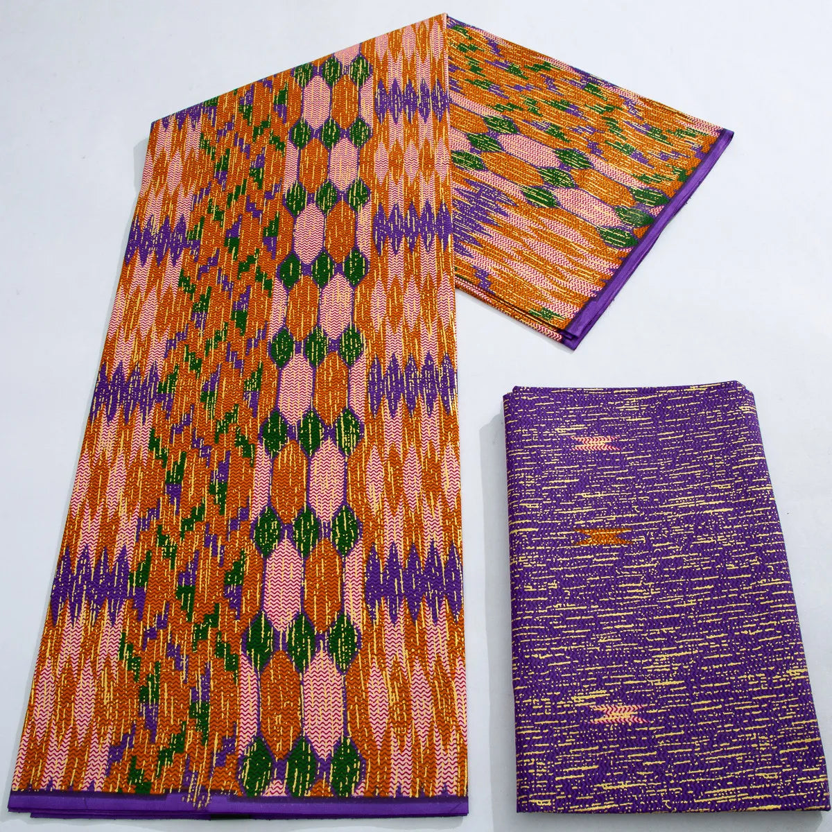 [codex-media-1] African Kente Print Fabric  5+2Yards Set | Double-Sided Party Material image 2