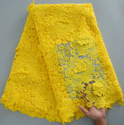 [codex-media-0] Pure Yellow Guipure Cord Lace Fabric 5 Yards | 4942 image 1