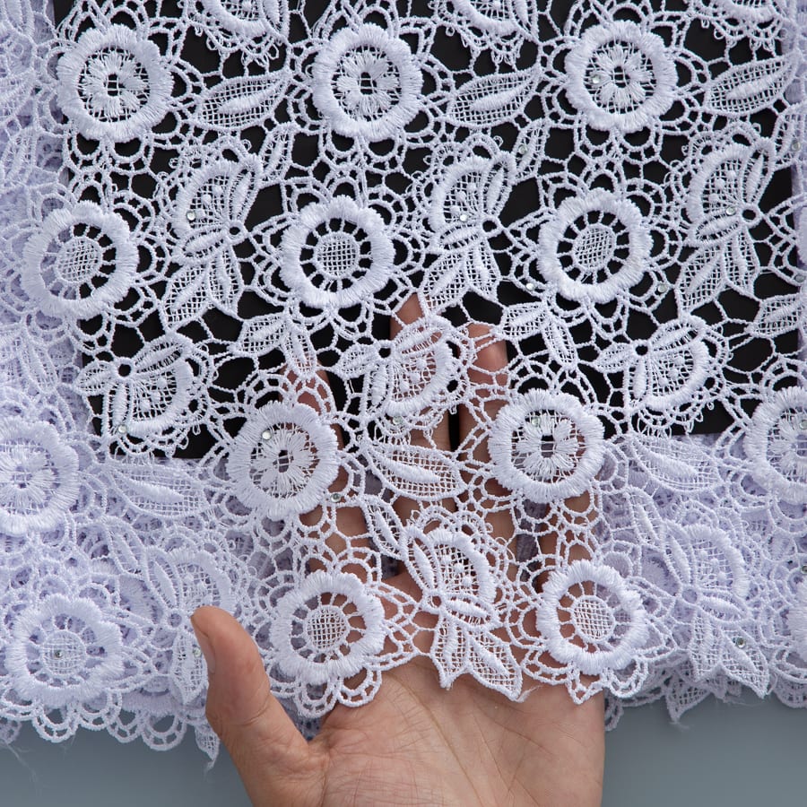[codex-media-8] African Guipure Cord Lace Fabric with Sequins, Nigerian Water Soluble Lace Fabric for Sewing Wedding/Party/Prom Dresses image 9
