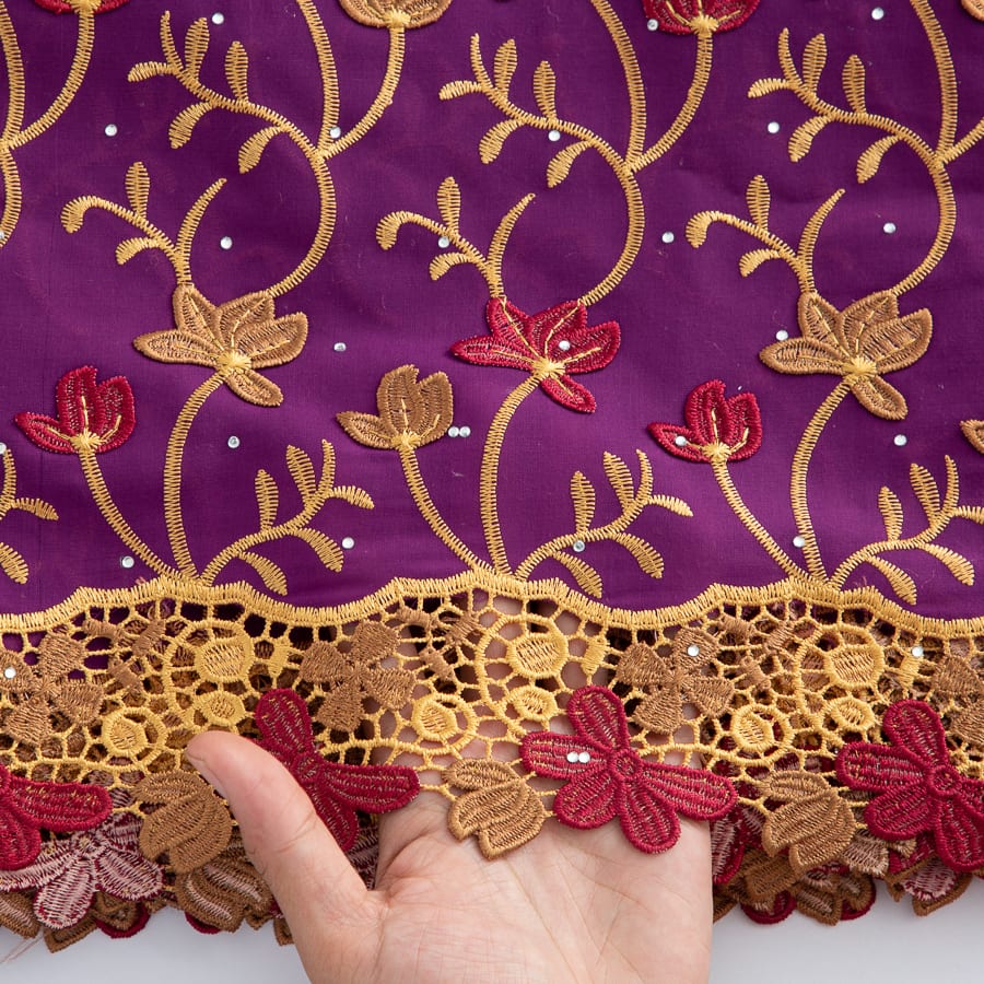 [codex-media-5] Swiss Voile Lace Fabric with Rhinestones | 5 Yards/pc African Cotton Lace Fabric image 6