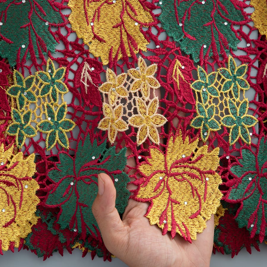 [codex-media-4] Guipure Cord Lace Fabric with Rhinestones | 5 Yards/pc Nigerian Water Soluble Lace Fabric image 5