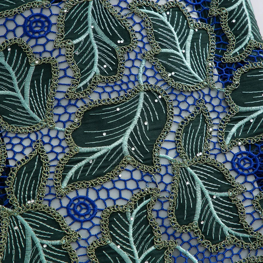 [codex-media-10] Guipure Cord Lace Fabric with Rhinestones | 5 Yards/pc Nigerian Water Soluble Lace Fabric image 11