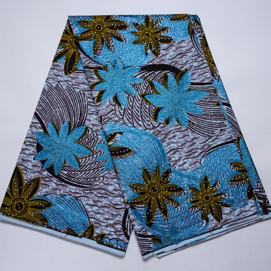 [codex-media-5] 6 Yards African Wax Print Fabric with Rhinestones, Double-Sided Design Material for Sewing Crafting Party & Wedding Dress image 6