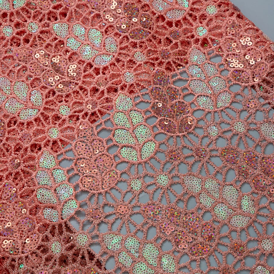 [codex-media-10] Afarican Guipure Cord Lace Fabric with Sequins, Nigerian Water Soluble Lace Fabric for Sewing Party Dresses image 11