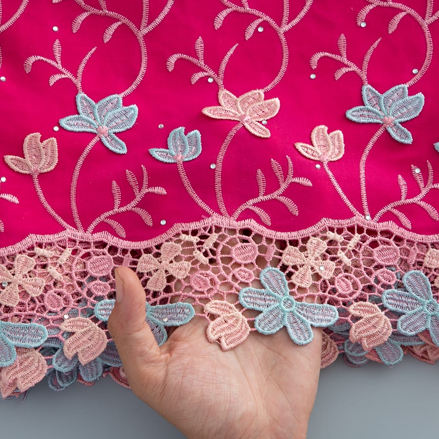 [codex-media-11] Swiss Voile Lace Fabric with Rhinestones | 5 Yards/pc African Cotton Lace Fabric image 12