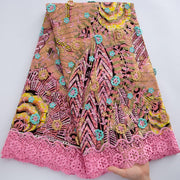 [codex-media-1] African Wax Lace Fabric, Nigerian Embroidery Lace Fabric for Sewing  Women Wedding/Party/Prom Dresses image 2