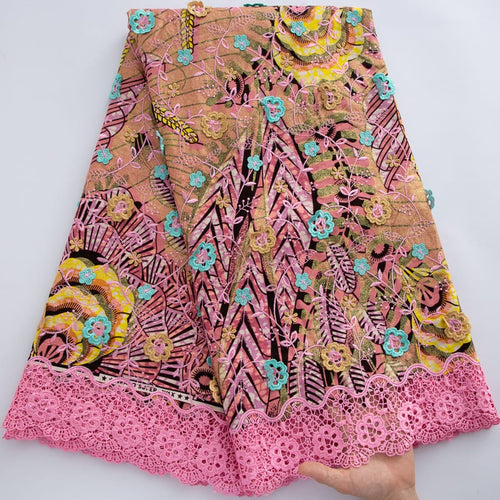 [codex-media-1] African Wax Lace Fabric, Nigerian Embroidery Lace Fabric for Sewing  Women Wedding/Party/Prom Dresses image 2