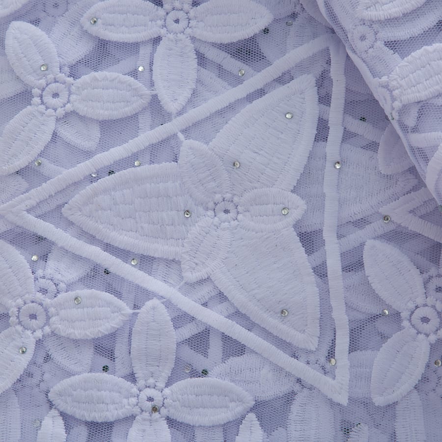 [codex-media-9] White African Mesh Lace Fabric, French Net Lace Fabric with Sequins for  Sewing Wedding/Party/Prom Dresses image 10